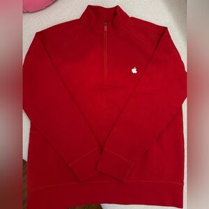 Apple Men's Red Quarter-Zip Sweater